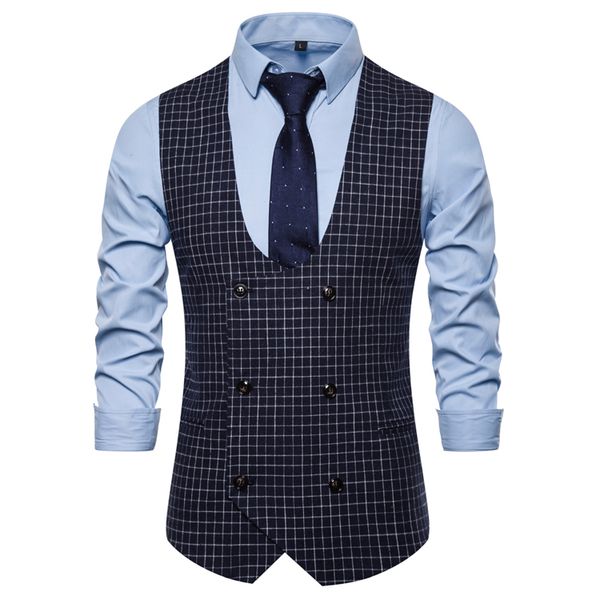 

men's suit vest vest casual fashion u-neck european and american style pattern cardigan, Black;white