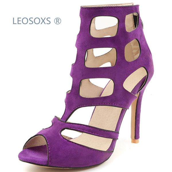 

women's porous shoes large size women's shoes 40-46 ultra-high-heel suede europe and america sandals 2020 new style, Black