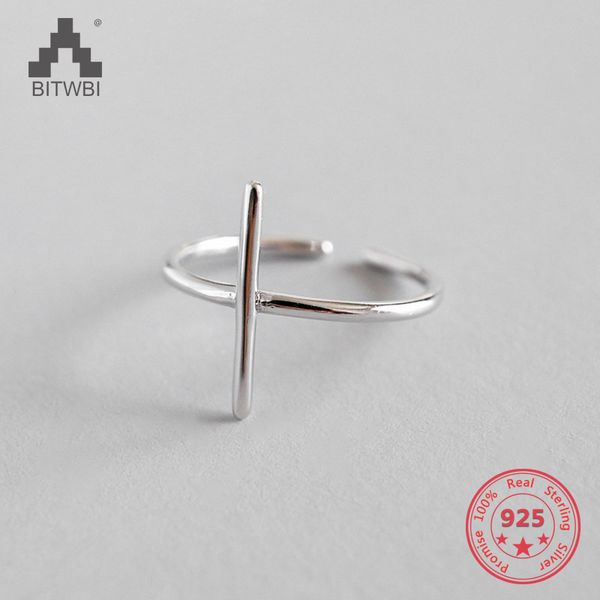 

simple cross authentic 100% 925 sterling silver ring religious stacking rings for woman wedding party accessories nice gift, Golden;silver