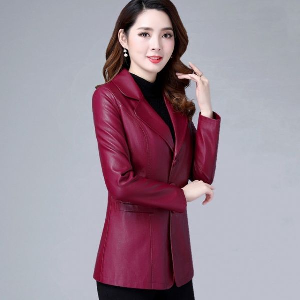 

spring autumn women slim pu leather motorcycle jackets female single breasted femme outwear coat plus size 6xl, Black;brown