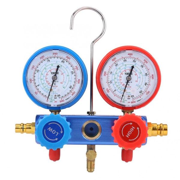 

r134a air conditioner a/c manifold gauge set with 5ft charging hose tool for car testing charging evacuating air conditioning