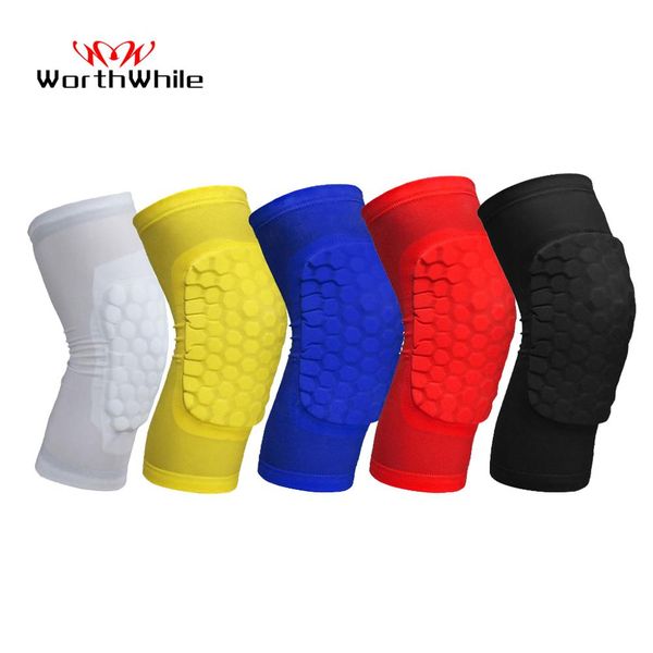 

worthwhile 1pc honeycomb basketball knee pads short design compression leg sleeves kneepad volleyball protector brace support, Black;gray