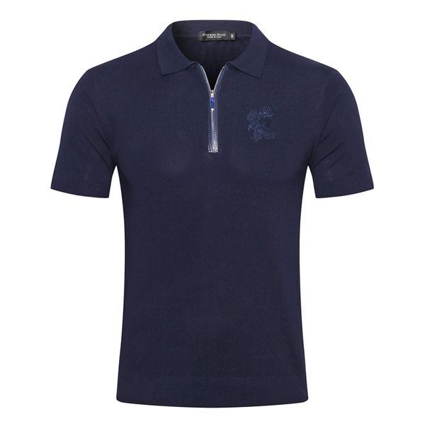 

stef*no ri**ci polo shirts silk cowhide short sleeve shirt men 2020 new summer thin business fashion lapel elasticity big size comfortable, White;black