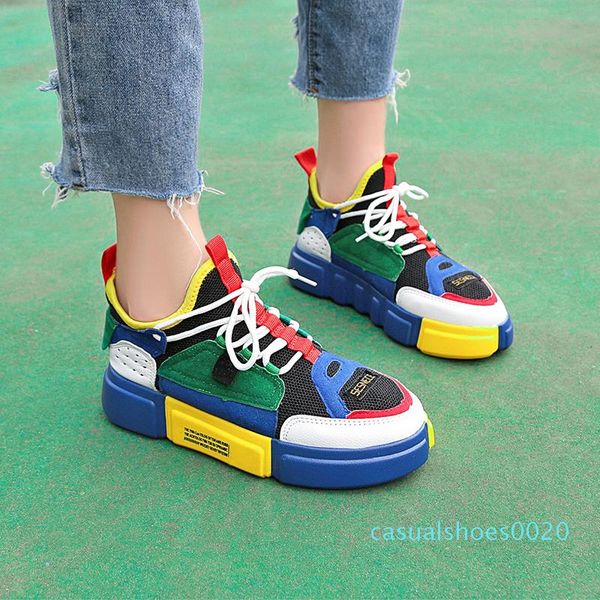 

lucyever flat platform graffiti women loafer shoes lace up round toe flats ladies casual shoes 2019 new fashion student c20, Black