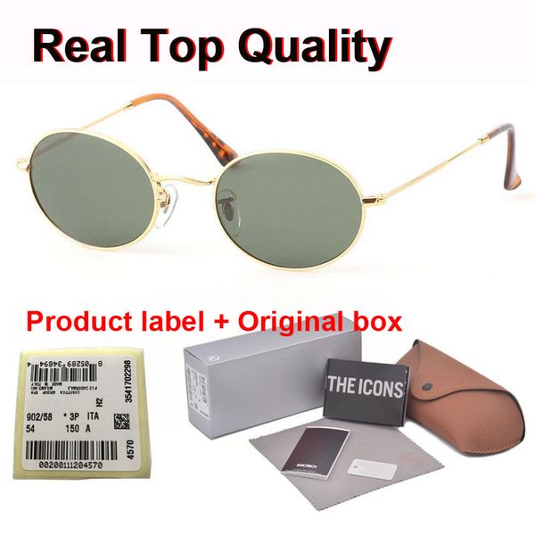 

brand designer ( glass lens ) metal frame oval sunglasses men women steampunk fashion retro sun glasses with case and label, White;black