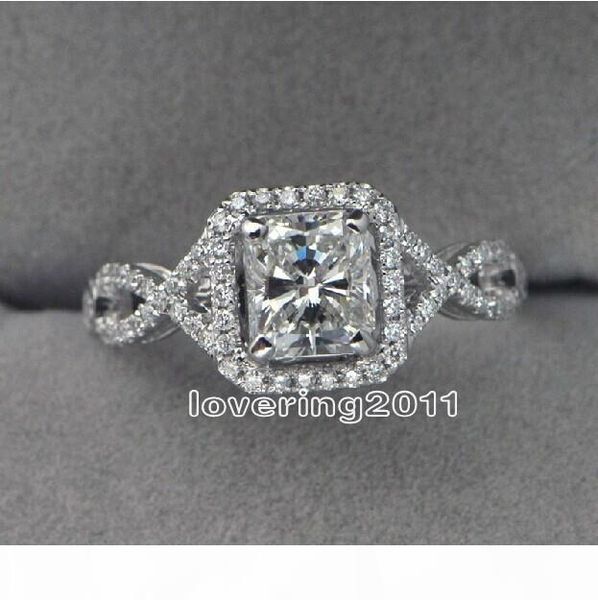 

size 5-10 wholesale princess engagement jewelry white z 925 sterling silver filled wedding diamonique simulated diamond ring set gift