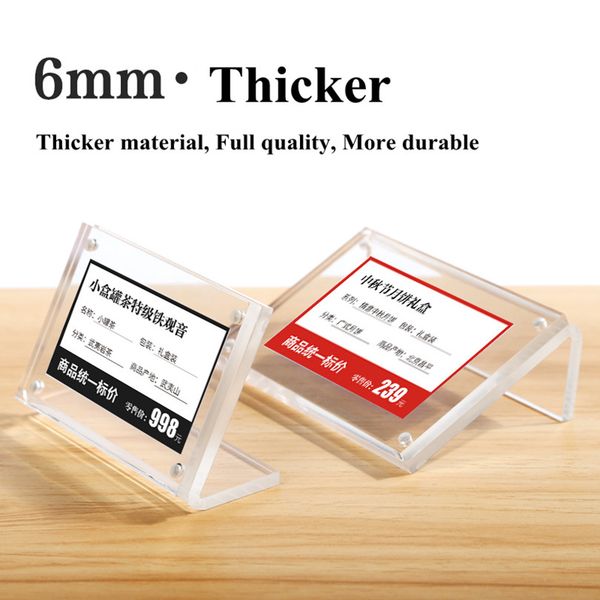 

100*70mm magnetic small price card tag label holder case pop up display stand table number acrylic sign holder stand