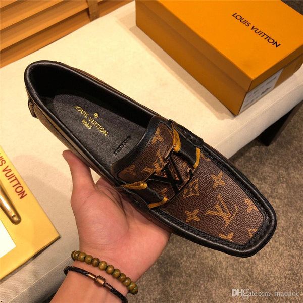 

19fw luxury brands men dress shoes business wedding party shoes for male round toe leather oxfords formal shoes big size 46 bonsin, Black