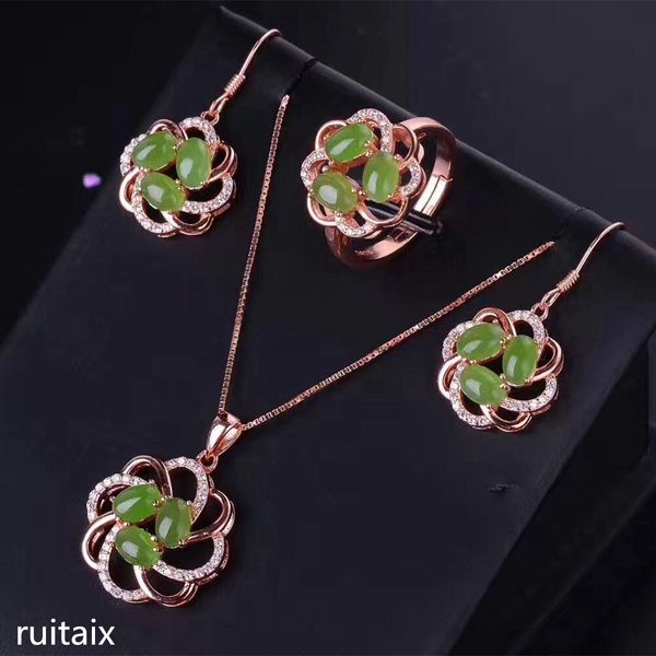 

kjjeaxcmy boutique jewels 925 sterling silver inlaid with natural hetian jasper pendant necklace ring for women's jewelry water, Black