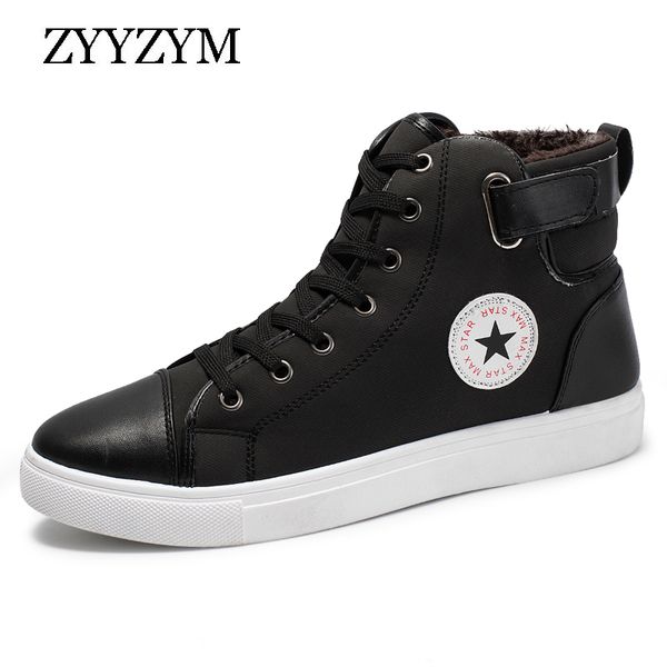 

zyyzym mens boots autumn winter help style boots men plush keep warm men casual shoes man snow plus size eur 38-46, Black