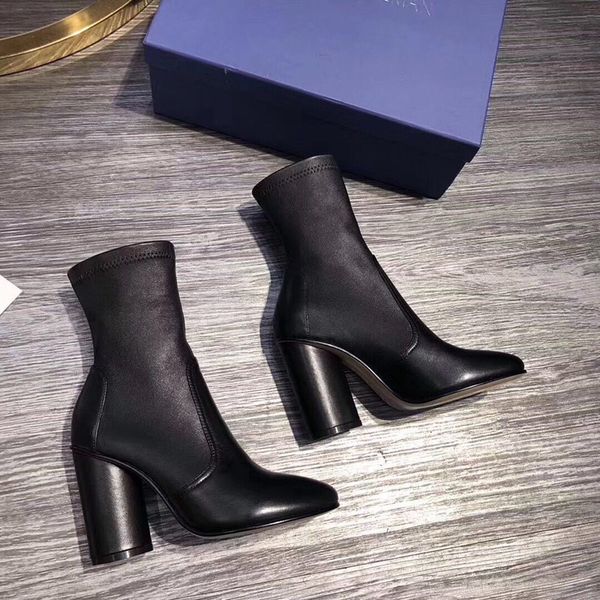 

горячие sale-shoes woman boots твердые лоскутные назад zip ботильоны котенка каблуки женская обувь осень зима сапоги большой размер дамы, Black