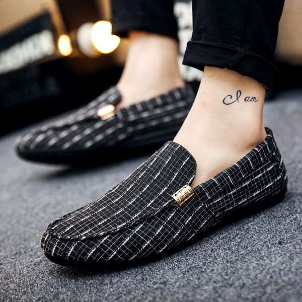 

hkxn men loafers 2020 spring men shoes casual shoes light canvas youth breathable fashion flat footwear t02, Black