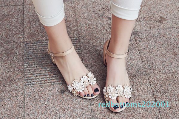 

oversized flower high heels sandals women shoes woman summer ladies r01, Black