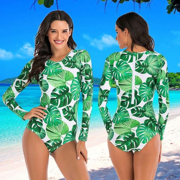

2020 новый rashguard с длинным рукавом surfing one piece купальники фруктовая печать купальники женщины плюс размер bodysuit купальники моно, White;black