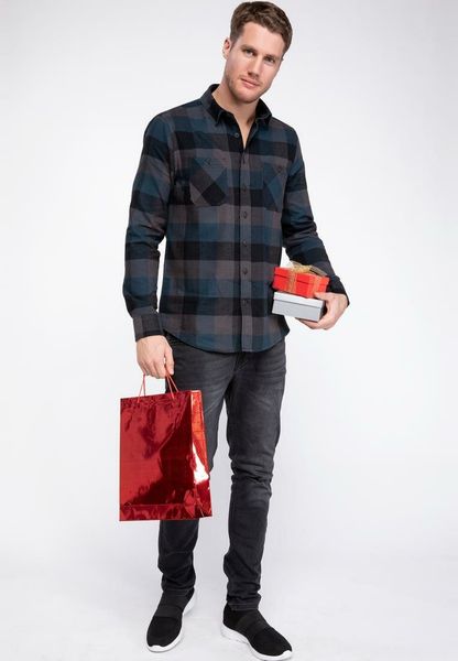 

defacto man classic red black plaid long sleeve shirt men's grid cotton shirts mixed color shirts male cloth-j0599az18wn, White;black