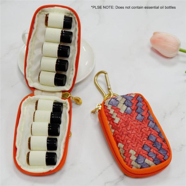 

10 compartments essential oil carrying cases box braided travel essential oil bottle storage bag for 1ml 2ml 3ml bottle