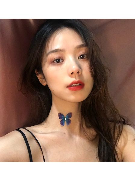 

maxi korean diamond butterfly elf choker necklace female romantic holiday style transparent fish line necklace, Golden;silver