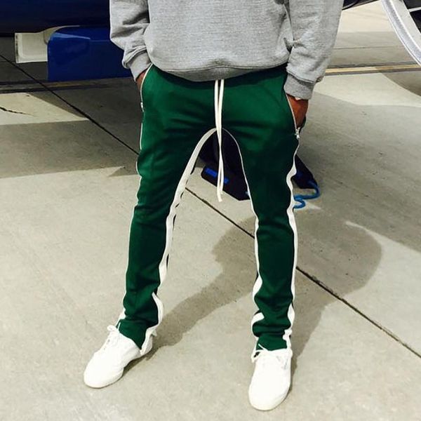 

мода повседневная мужская брюки дизайнер брюки цвета лоскутное тонкий fit брюки, Black