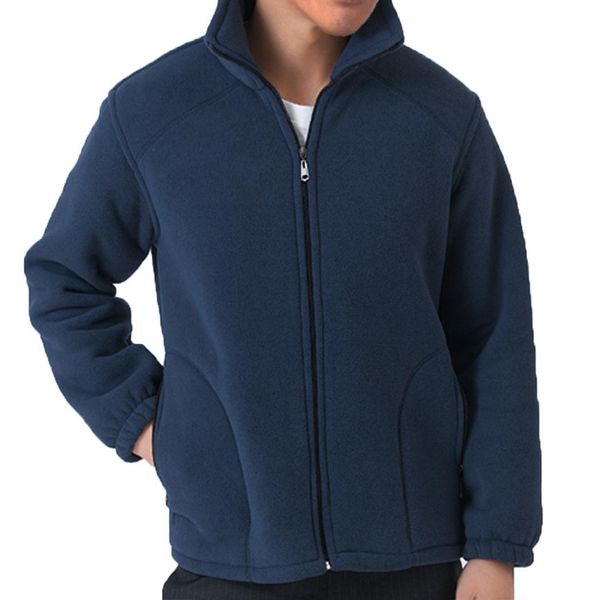

men casual turn-down collar long sleeve double solid side fleece full zip jacket spring, autumn, winter, Black;brown