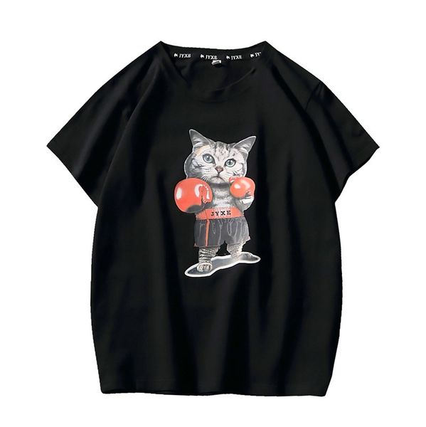 

мужская дизайнерская 3d хлопок стерео кунг-фу кошка футболка пара фитнес спорт с коротким рукавом черно-белый серый t, White;black