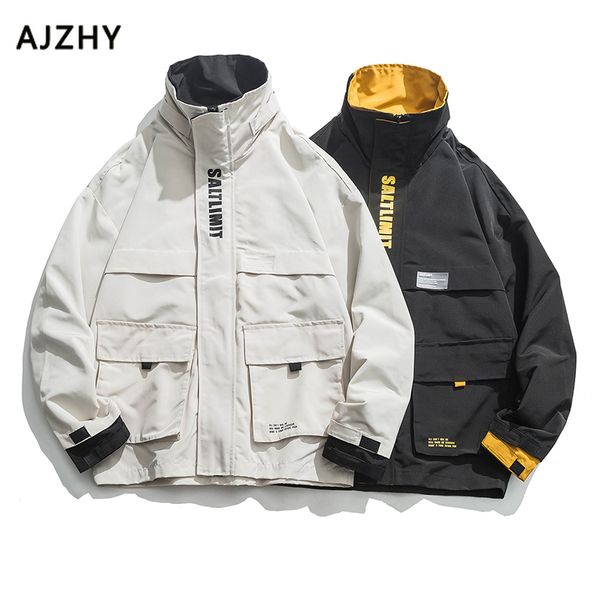 

fashion windbreaker jackets coats men 2019 plaid hip hop streetwear winter autumn cargo casual pockets winter autumn clothing, Black;brown