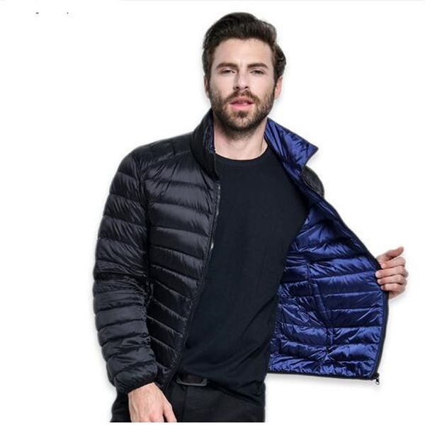 

new casual brand winter men 90% white duck down jacket two side wear men ultra light down jackets winter coat parkas, Black;white