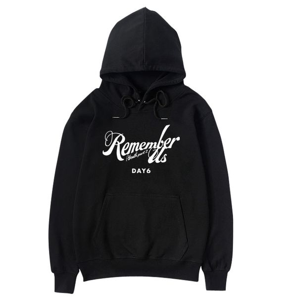 

day6 new remember us youth part2 same printing hoodie for kpop fans pullover fleece/thin loose sweatshirt, Black