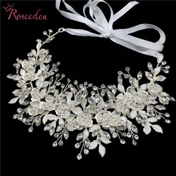 

winsome women wedding crystal headband headpiece hair accessories jewelry bride floral rhinestone tiara re3247, Golden;white