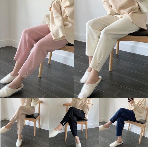 

the new web celebrity all-wool granny pants for autumn and winter are trendy, high-waisted and slim, look like radish pants, Black;white