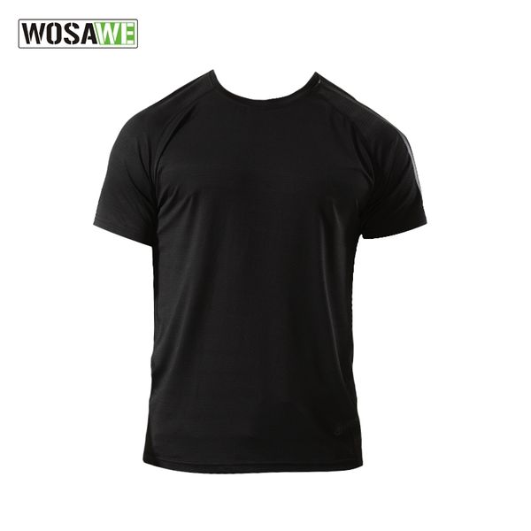 

wosawe men sport running shirts quick dry male gym sport t shirts running basketball soccer trainning men sportsware, Black;blue