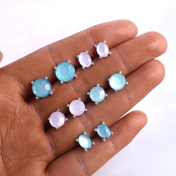 

famshin 5 design geometric round resin stud earrings set for women 2019 brinco female handmade earrings statement jewelry 2019, Golden;silver