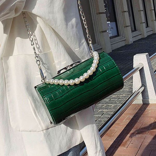 

alirattan 2020 новый крокодил шаблон сумки женщины перлы ручки плеча сумка модные путешествия магазины ins h385