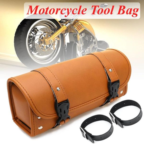 

new set pu leather universal black brown front rear motorcycle motorbike scooters saddlebags side luggage bag storage