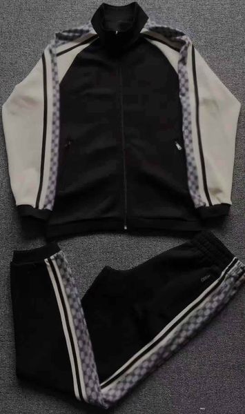 

2020ss new fashion mens sportswear stitching sportswear hoodies + pants suit mens hoodies and sweatshirt jacket set ing, Gray