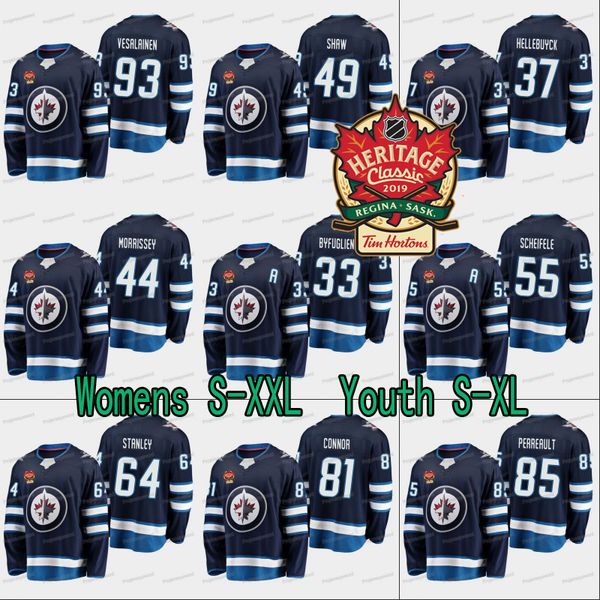 

Lady and Youth Winnipeg Jets Dustin Byfuglien 2019 Heritage Classic Jersey Connor Hellebuyck Josh Morrissey Mark Scheifele Kyle Connor
