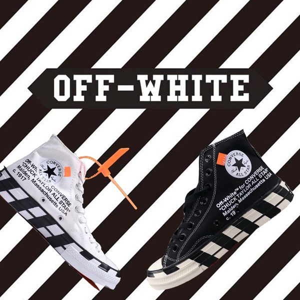 

off white x converse chuck designer all star 1970s high vulcanized casual canvas running canvas skateboard shoes, Black