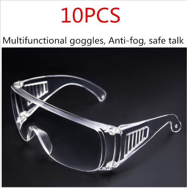 

10шт защитные стеклянные очки дышащий защитный продукт очки шоры анти туман защитные очки бытовые защитные продукты, Blue;white