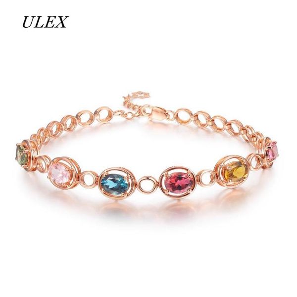 

ulex trendy multicolor oval cubic zirconia cz bracelets rose gold-color jewelry for women wholesale xb02, Black