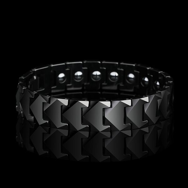 

new stunning 12mm width tungsten links bracelets for man high polished inlay health magnetic stones three color 19.5/20.5/21.5cm, Golden;silver