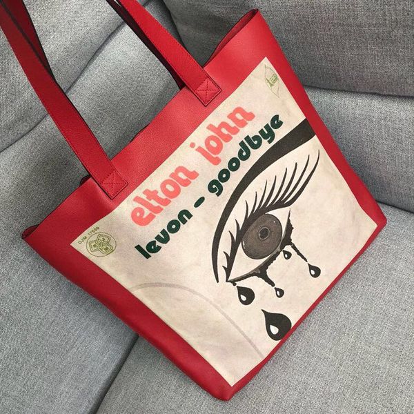 

2019 new ladies and children's shopping bags. fashion trend graffiti series. large-capacity leather open shoulder bag