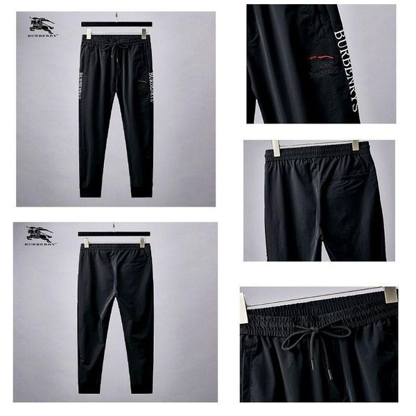 

мужские повседневные брюки сторона письмо печати новый простой сплошной цвет водонепроницаемая ткань мужские брюки высокого качества, Black