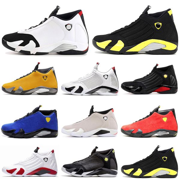 

Men Basketball Shoes 14 14s Reverse Gold BQ3685-706 Red Candy Cane Last Shot Black Toe Desert Sand Thunder Blue Suede Sports Sneakers 7-13