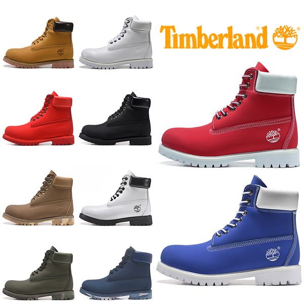 red white and blue timberlands