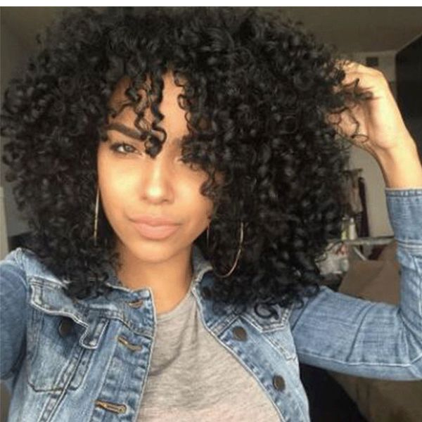 Synthetic Wig Afro Kinky Curly Layered Haircut Synthetic Hair African American Wig For Black Women Black Wig Women S Medium Length Caple Canada