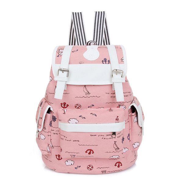 

pretty canvas backpack cartoon printing school bags for teenager girls shoulder bag daypack mochila feminina sac bags for women