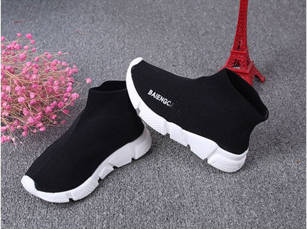 

детская обувь детские кроссовки кроссовки сапоги малыша мальчик и девочки шерстяные трикотажные спортивные носки обувь, размер 26-36, Black