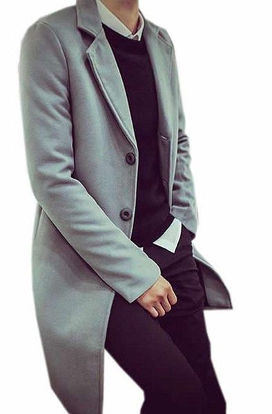 

оптовая продажа-прибытие гида мужской досуг sliod сгущает длинное гороховое пальто, Black