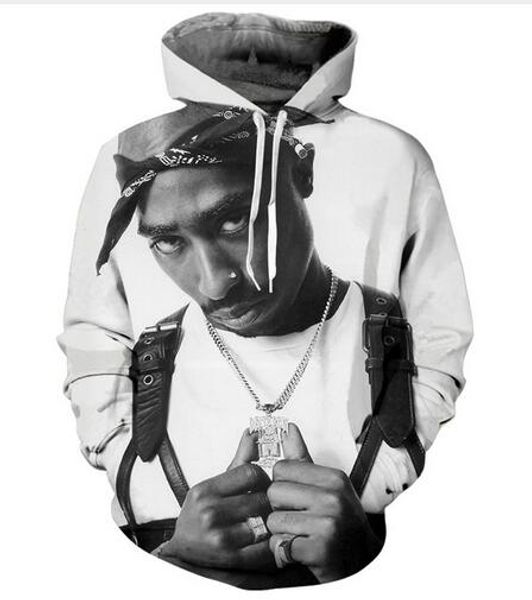 

новая мода хип-хоп толстовка мужчины женщины 3d повседневная толстовки 2pac тупак унисекс harajuku стиль свободные пуловеры толстовки usa021, Black