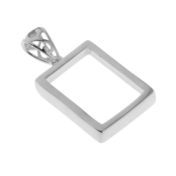 

925 sterling silver rectangular framework open back bezel pendant blanks for jewelry making, Black