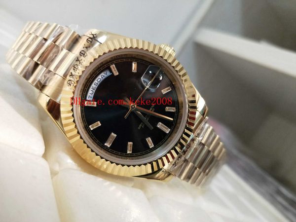 

selling wristwatches day date president diamond 228238 40mm 18k yellow gold asia 2813 movement automatic men watch watches, Slivery;brown